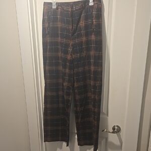 Womens Wide Leg Plaid Pant